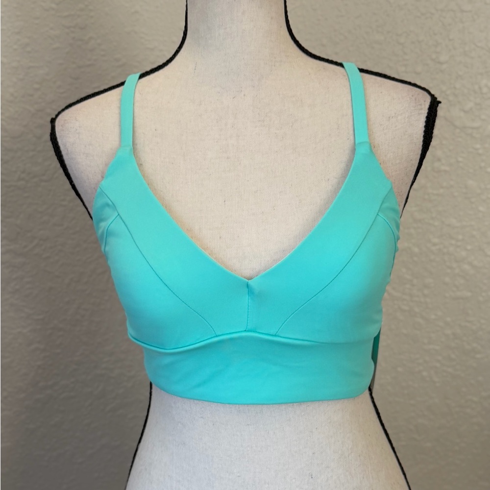 DSG Aqua Blue Bikini Top Sports Bralette V-Neck Swim Athletic